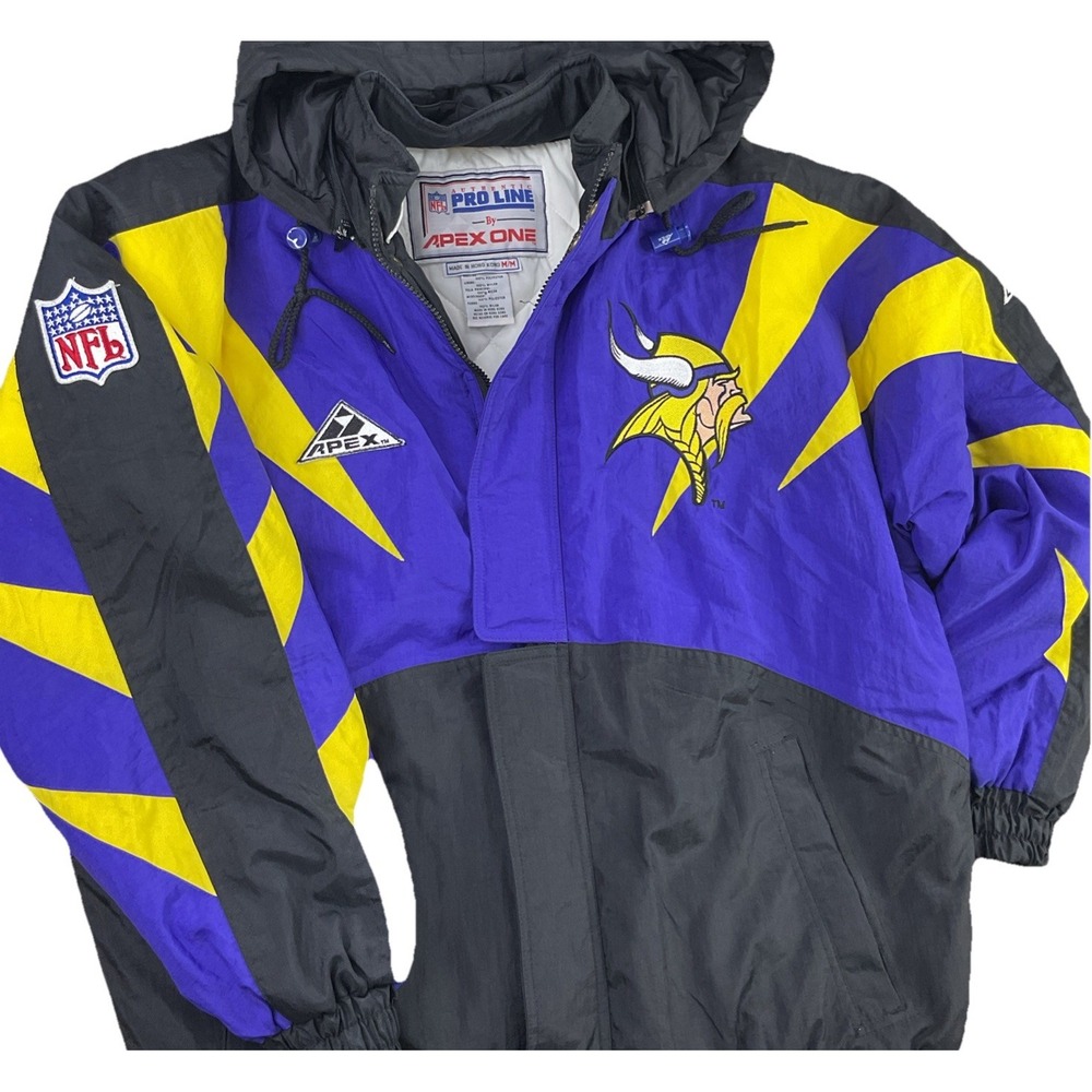 Vintage Minnesota Vikings Jacket Apex One Pro Line‎ Shark Tooth NFL Bomber Sz M